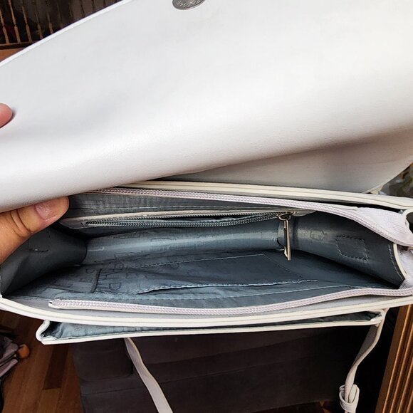 Pixie Mood Pale Gray/Off White Leather Flap-Over Crossbody Bag - Picture 14 of 16